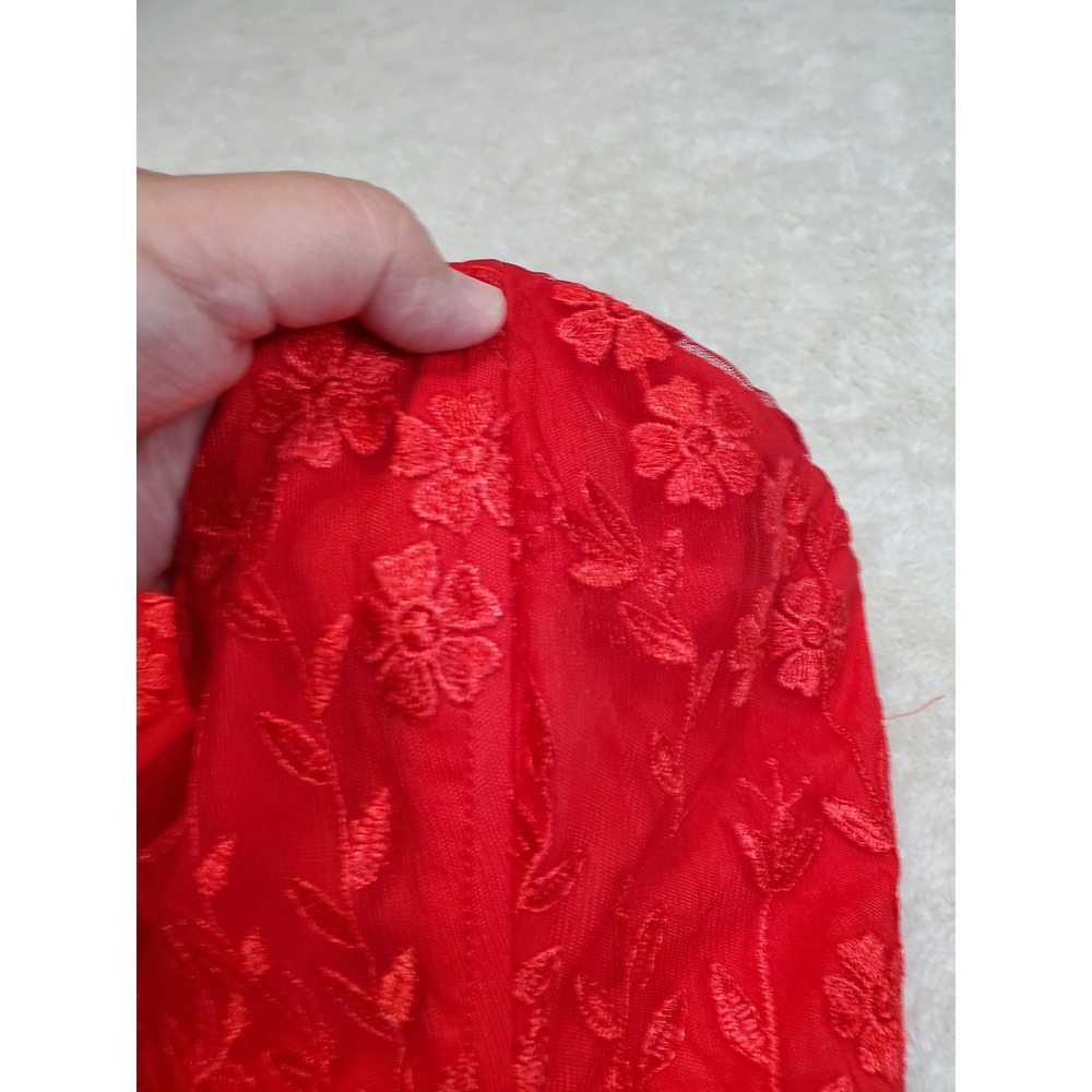 Lulus Red Floral Lace Strapless Bustier Sweetheart Mini Dress Medium Party HOCO - Picture 5 of 12
